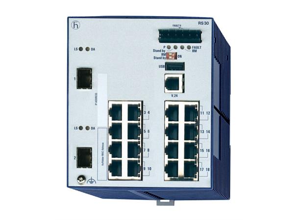 OpenRail RS30 16xTX 2xGIGA (SFP+RJ45) -40-70°C 9,6-60VDC, GL, unmanaged